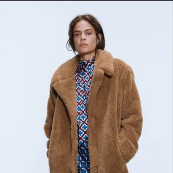 Zara Faux Fur Teddy Coat - Picture 4 of 6